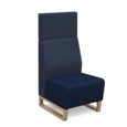 Encore modular single seater high back sofa with no arms and wooden sled frame - maturity blue seat with range blue back