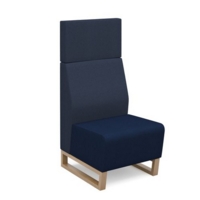 Encore modular single seater high back sofa with no arms and wooden sled frame - maturity blue seat with range blue back