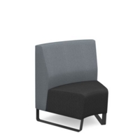 Encore modular single seater concave low back sofa with no arms and black sled frame - elapse grey seat with late grey back