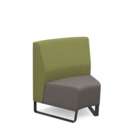 Encore modular single seater concave low back sofa with no arms and black sled frame - forecast grey seat with endurance green back