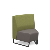 Encore modular single seater concave low back sofa with no arms and black sled frame - forecast grey seat with endurance green back