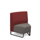 Encore modular single seater concave low back sofa with no arms and black sled frame - forecast grey seat with extent red back