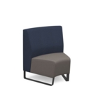 Encore modular single seater concave low back sofa with no arms and black sled frame - forecast grey seat with range blue back