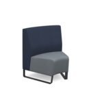 Encore modular single seater concave low back sofa with no arms and black sled frame - late grey seat with range blue back