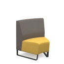 Encore modular single seater concave low back sofa with no arms and black sled frame - lifetime yellow seat with forecast grey back