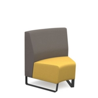 Encore modular single seater concave low back sofa with no arms and black sled frame - lifetime yellow seat with forecast grey back