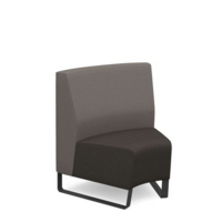 Encore modular single seater concave low back sofa with no arms and black sled frame - present grey seat with forecast grey back