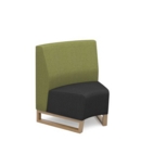 Encore modular single seater concave low back sofa with no arms and wooden sled frame - elapse grey seat with endurance green back