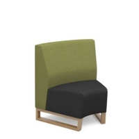 Encore modular single seater concave low back sofa with no arms and wooden sled frame - elapse grey seat with endurance green back