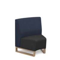 Encore modular single seater concave low back sofa with no arms and wooden sled frame - elapse grey seat with range blue back