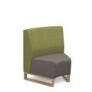 Encore modular single seater concave low back sofa with no arms and wooden sled frame - forecast grey seat with endurance green back