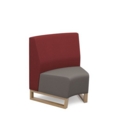 Encore modular single seater concave low back sofa with no arms and wooden sled frame - forecast grey seat with extent red back