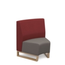 Encore modular single seater concave low back sofa with no arms and wooden sled frame - forecast grey seat with extent red back