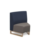 Encore modular single seater concave low back sofa with no arms and wooden sled frame - forecast grey seat with range blue back