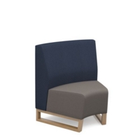 Encore modular single seater concave low back sofa with no arms and wooden sled frame - forecast grey seat with range blue back