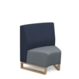 Encore modular single seater concave low back sofa with no arms and wooden sled frame - late grey seat with range blue back