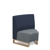 Encore modular single seater concave low back sofa with no arms and wooden sled frame - late grey seat with range blue back