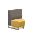 Encore modular single seater concave low back sofa with no arms and wooden sled frame - lifetime yellow seat with forecast grey back