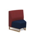 Encore modular single seater concave low back sofa with no arms and wooden sled frame - maturity blue seat with extent red back