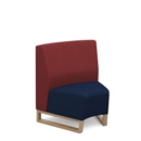 Encore modular single seater concave low back sofa with no arms and wooden sled frame - maturity blue seat with extent red back