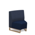 Encore modular single seater concave low back sofa with no arms and wooden sled frame - maturity blue seat with range blue back