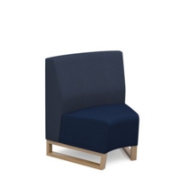 Encore modular single seater concave low back sofa with no arms and wooden sled frame - maturity blue seat with range blue back