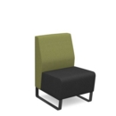 Encore modular single seater low back sofa with no arms and black sled frame - elapse grey seat with endurance green back