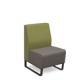 Encore modular single seater low back sofa with no arms and black sled frame - forecast grey seat with endurance green back