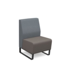 Encore modular single seater low back sofa with no arms and black sled frame - forecast grey seat with late grey back