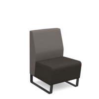 Encore modular single seater low back sofa with no arms and black sled frame - present grey seat with forecast grey back