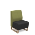 Encore modular single seater low back sofa with no arms and wooden sled frame - elapse grey seat with endurance green back