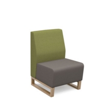 Encore modular single seater low back sofa with no arms and wooden sled frame - forecast grey seat with endurance green back