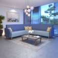 Encore modular single seater low back sofa with no arms and wooden sled frame - forecast grey seat with endurance green back