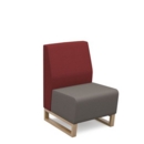 Encore modular single seater low back sofa with no arms and wooden sled frame - forecast grey seat with extent red back