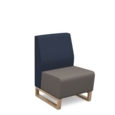 Encore modular single seater low back sofa with no arms and wooden sled frame - forecast grey seat with range blue back
