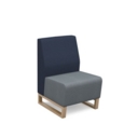 Encore modular single seater low back sofa with no arms and wooden sled frame - late grey seat with range blue back and arms