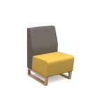 Encore modular single seater low back sofa with no arms and wooden sled frame - lifetime yellow seat with forecast grey back