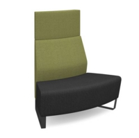 Encore modular double seater convex high back sofa with no arms and black sled frame - elapse grey seat with endurance green back