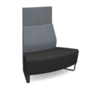 Encore modular double seater convex high back sofa with no arms and black sled frame - elapse grey seat with late grey back