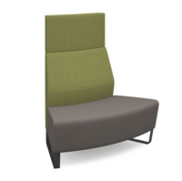 Encore modular double seater convex high back sofa with no arms and black sled frame - forecast grey seat with endurance green back