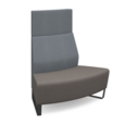 Encore modular double seater convex high back sofa with no arms and black sled frame - forecast grey seat with late grey back
