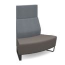 Encore modular double seater convex high back sofa with no arms and black sled frame - forecast grey seat with late grey back