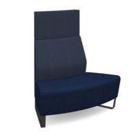 Encore modular double seater convex high back sofa with no arms and black sled frame - maturity blue seat with range blue back