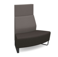 Encore modular double seater convex high back sofa with no arms and black sled frame - present grey seat with forecast grey back