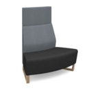 Encore modular double seater convex high back sofa with no arms and wooden sled frame - elapse grey seat with late grey back