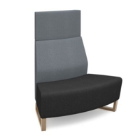 Encore modular double seater convex high back sofa with no arms and wooden sled frame - elapse grey seat with late grey back