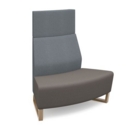 Encore modular double seater convex high back sofa with no arms and wooden sled frame - forecast grey seat with late grey back