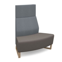 Encore modular double seater convex high back sofa with no arms and wooden sled frame - forecast grey seat with late grey back