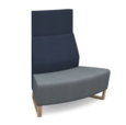 Encore modular double seater convex high back sofa with no arms and wooden sled frame - late grey seat with range blue back