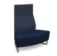 Encore modular double seater convex high back sofa with no arms and wooden sled frame - maturity blue seat with range blue back